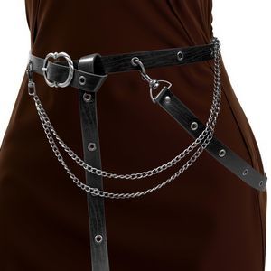 Retro Skinny Belt Long Metal Chain Exotic Cross Waist Costume Accessory😄